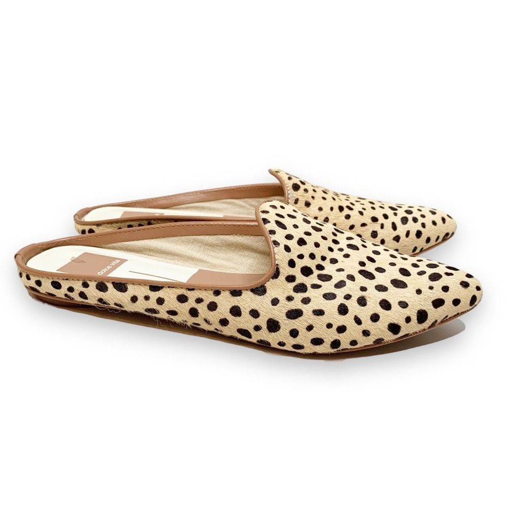 Dolce Vita Grant Genuine Calf Hair Flat Mule In Leopard Print Calf Hair Size 7.5